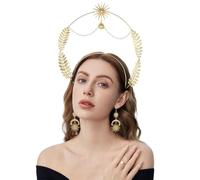 Set di fascia e orecchini da donna, stile bohémien, con foglie dorate, accessorio per feste in costume da sposa