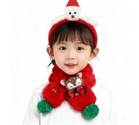 Set di fascia e sciarpa per bambini per le vacanze di Natale, caldo inverno soffice collo di alce sciarpa carino fasce per capelli Babbo Natale freddo peloso scaldacollo accessori per capelli per