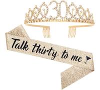 Set di fascia e tiara con strass "Arrivo ai 30" - Regali per 30° compleanno, fascia per compleanno da donna, articoli per feste di compleanno Tagli Unica,Nastro da 1 pezzoGeometrico,LetterePoliestere