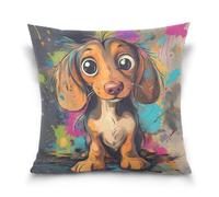 Set di federe per cuscino con motivo cane in stile cartone animato, decorazione per la casa, per divano e divano, 45,7 x 45,7 cm