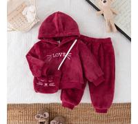 Set di felpa con cappuccio e pantaloni con ricamo "Baby Love", adatto per autunno/inverno 6-9M,9-12M,12-18M,18-24M,2-3YGrafico,LettereTessuto