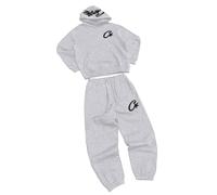 Set di felpa con cappuccio e pantaloni da uomo, comodo set sportivo casual a due pezzi, grigio chiaro, XL