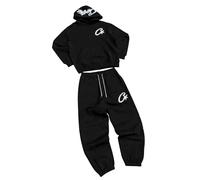 Set di felpa con cappuccio e pantaloni da uomo, comodo set sportivo casual a due pezzi, Nero , S