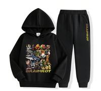 Set di felpa con cappuccio e pantaloni della tuta con stampa di lettere e creature mitologiche e animali 3D divertenti per ragazzi giovani 6Y,7Y,8Y,9Y,10Y,5YFumetto,Grafico,LettereTessuto in maglia