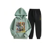 Set di felpa con cappuccio e pantaloni della tuta con stampa di lettere e creature mitologiche e animali 3D divertenti per ragazzi giovani 6Y,7Y,8Y,9Y,10Y,5YFumetto,Blocchi di colore,LettereTessuto in