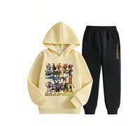 Set di felpa con cappuccio e pantaloni della tuta con stampa di lettere e creature mitologiche e animali 3D divertenti per ragazzi giovani 6Y,7Y,8Y,9Y,10Y,5YFumetto,Blocchi di colore,LettereTessuto in