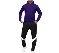 Set di felpa da uomo in pile per la primavera e l'autunno, tinta unita, per interni ed esterni, idea regalo di Natale, Viola, XL