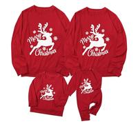 Set Di Felpa Natalizi Per Famiglie Felpa Natalizia Babbo Camicia Natalizi Felpe Famiglia Natale Maglie Natalizie Famiglia Rosse Senza Cappuccio Manica Lunga T-Shirt Pullover Per Papà Mamma Bambini