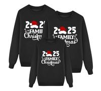 Set di Felpa Natalizi per Famiglie, Maglietta Girocollo Manica Lunga Felpa Natalizia Babbo Famiglia Moda Camicia con Stampa Renna Coordinate Pullover Natalizio Maglione di Natale Donna Uomo Bambino