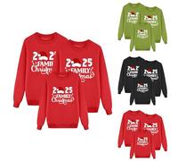 Set di Felpa Natalizi per Famiglie, Maglietta Girocollo Manica Lunga Felpa Natalizia Babbo Famiglia Moda Camicia con Stampa Renna Coordinate Pullover Natalizio Maglione di Natale Donna Uomo Bambino