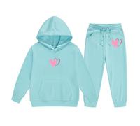 Set di Felpe per Ragazze E Bambine Felpa con Cappuccio Solid Color Cotone Completo Sportswear Christmas Bambina Maniche Lunghe Sportivo Abbigliamento 2 Pezzi Unisex Modelli
