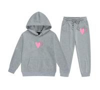 Set di Felpe per Ragazze E Bambine Felpa con Cappuccio Solid Color Cotone Completo Sportswear Christmas Bambina Maniche Lunghe Sportivo Abbigliamento 2 Pezzi Unisex Modelli