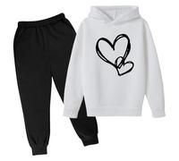 Set Di Felpe Per Ragazze E Bambine Felpata Jogging Ginnastica Cordinata Felpa Full Print Pantalone Giacche Pantaloni Con Tasca Maniche Lunghe Sportivo Abbigliamento Autunno Inverno Regalo