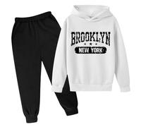 Set di Felpe per Ragazze E Bambine,Top Pantaloni Kids Felpata Jogging Ginnastica Felpa con Cappuccio Zip/Pullover Jogger Tuta Moda Manica Lunga Jogging,la Casa,Scuola, Spesa