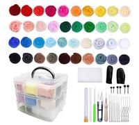 Set di feltro ad ago, 40 colori, set iniziale in lana di feltro Roving, set di base con aghi per feltro, strumenti di base e accessori, kit di base per infeltrimento fai da te e lavori manuali