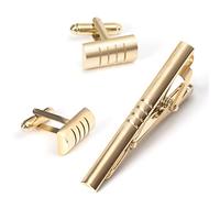 Set di fermacravatta con Gemelli in Metallo Tutto va Bene con Il Set di Gemelli per Camicia Francese da Uomo (D Come da Esposizione)