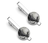 Set di fermacravatta con lupo solitario e montagna innevata, per uomo, design alla moda, fermacravatta per anniversario di matrimonio, affari