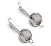 Set di fermacravatta con scena della neve, personalizzabili, per uomini, design alla moda, per matrimoni, anniversari, affari