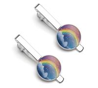 Set di fermacravatta con stella nel cielo arcobaleno, per uomo, design alla moda, per matrimoni, anniversari, affari