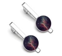 Set di fermacravatta personalizzati con campo stellare nello spazio profondo, per uomini, design alla moda, fermacravatta per anniversario di matrimonio e lavoro
