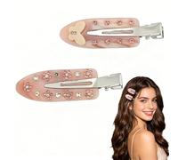Set di fermagli per capelli a scatto con strass rosa, Y2K argento barrette per capelli da donna, graziose forcine per capelli con fiori di farfalla, clip a scatto in acrilico scintillante, per