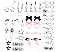 Set di fermagli per capelli alla moda con nappe e fiocco a stella, gioielli per capelli punk per donne e ragazze ornamento
