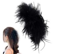 Set di fermagli per capelli con piuma nera, accessori per capelli leggeri del 1920 da donna, comodi accessori per capelli neri per feste del tè, cosplay, ruggenti, concorsi artistici