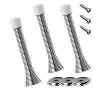 Set di fermaporta a molla in argento, fermaporta in metallo spesso con piastra di base, vite lunghe con gomma antiscivolo per pareti e porte
