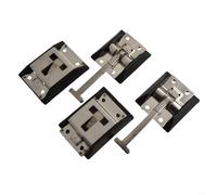 Set di fermaporta con piastra di sicurezza a molla per camper, roulotte, camion, camper, in acciaio inox resistente, ferro zincato, a basso profilo, 12,2 x 6,1 cm, argento nero, confezione da 2