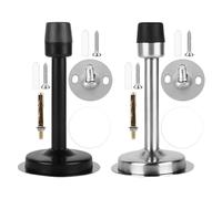 Set di fermaporta da 16 pezzi, 2 fermaporta con accessori, fermaporta a parete da 4 pollici, fermaporta autoadesivo, con cuscinetto in gomma fonoassorbente (nero, argento)