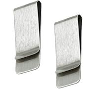 Set di fermasoldi, in acciaio inox, argentato, per banconote, ricevute, carte di credito, 52 x 20 mm (2 pezzi), argento, unisex