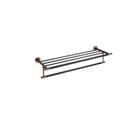 Set di ferramenta per il bagno in acciaio inossidabile moderno in oro rosa e nero opaco con portasciugamani, porta carta igienica e porta scopino, eleganti accessori per il bagno per la deco