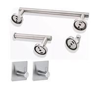 Set di Ferramenta per il Bagno, Look Moderno, Kit Porta Asciugamani Facile da Installare, 5 Pezzi, Resistente Alla Ruggine, Elegante per il Bagno, per Cappotti e tessuti. (SILVER)
