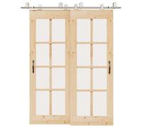 Set di ferramenta per porta scorrevole, 183 cm, in acciaio inox, argento | Guide di scorrimento con cuscinetti a sfera, fermaporta, guarnizione in gomma, resistente alla ruggine, facile da montare