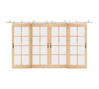 Set di ferramenta per porta scorrevole, 200 cm, in acciaio inox, argento | acciaio inox, cuscinetti a sfera, fermaporta, guarnizione in gomma, facile montaggio, sistema bypass