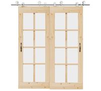 Set di ferramenta per porta scorrevole da 200 cm, in acciaio inox, colore argento, con ruote e fermaporta, accessori di montaggio, supporto bypass, scorrevolezza silenziosa, portata fino a 80 kg