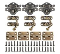 Set di ferramenta retrò per armadietti, con cerniere in bronzo, serrature e viti di montaggio, decorative per il restauro di mobili, cerniere in bronzo retrò con viti di installazione