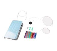 Set di ferri da maglia circolari intercambiabili da 3 a 10 mm, ferri da maglia in alluminio e acciaio inox con punte metalliche lisce, include prolunghe per i cavi e sacchetto di