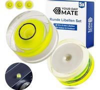 Set di fiale per livella tonda, 5 pezzi, con Ø 12 mm, livella senza etichetta, livella ad acqua, livella circolare, livella circolare per caravan, macchina fotografica, fai da te, Livella Bullseye