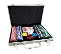 Set di fiche da poker, scatola in alluminio color argento con 300 pezzi per Texas Hold'em, Blackjack, giochi, serate di gioco domestiche, feste, divertimento d'azzardo, per giochi di carte