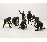 Set Di Figure 3 Formula 1 F1 Pit Crew 2020 Nero (7 Pezzi) Per Modelli 1:18