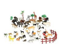 Set di figure di animali per zoo e fattoria, 59 pezzi in scatola