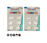 SET DI FIGURE IN GESSO DAM DM20499C01 - Bianco, 6 Pezzi