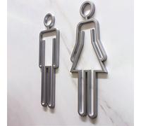 Set di figure per segni di toilette per uomini e donne, targa adesiva per il