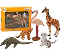 Set di figurine Animali: giraffa, fenicottero, elefante, tigre