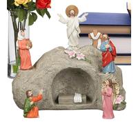 Set di figurine del Salvatore divino, statua del viaggio verso l'alto di Cristo, esposizione dei Santi Sepolcri, statuette religiose da collezione, ornamenti da tavolo, 6 statuette in resina di Gesù