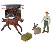 Set di figurine della fattoria - cavallo, coniglio e contadino