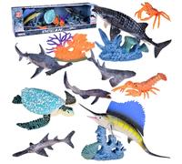 Set di figurine di animali marini con squali e coralli