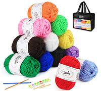Set di Filati per Maglieria a Mano,ilauke Gomitolo di Lana 600g (12x50g) Filato Acrilica Filato Lana con 2 Uncinetti,Multicolori Morbido Filato Acrylico 100% per Uncinetto e lavori Maglia (12 Colori)