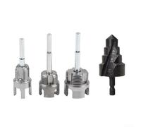 Set di filettatura e preparazione fori per tubi con tagliafilo per dimensioni standard di tubi, alesatore per levigatura dei bordi e gamma di punte per trapano a gradini (4 pezzi)